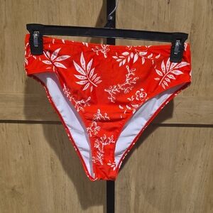 (J47) Orange/red Floral Women Swim One Piece